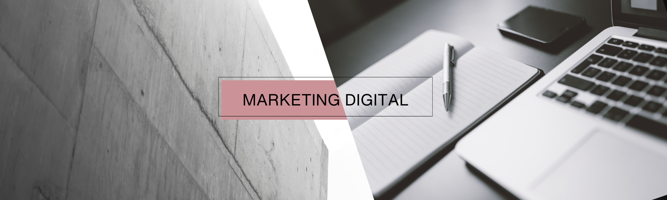 Banner Linkedin Marketing Geométrico Sofisticado Preto e Rosa